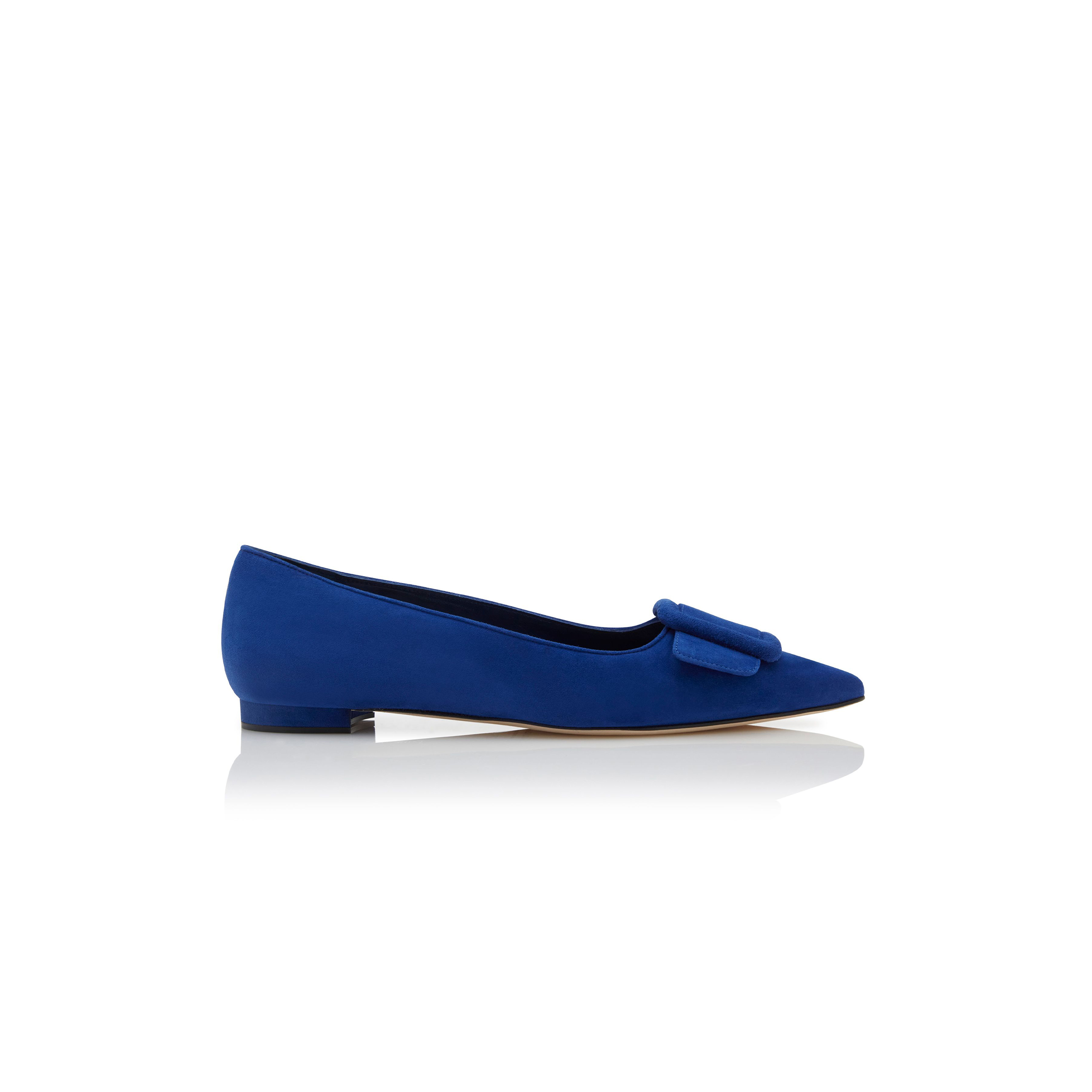 man010 B1ahn*k maysalepumpflat blue suede buckle detail flat pumps 322-2402-0031